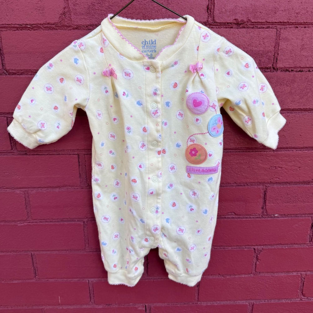 Child of Mine by Carters Yellow I Love Mommy Flowers Baby Girl 0-3‎ Months